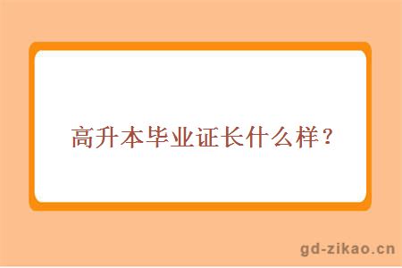 高升本毕业证长什么样？