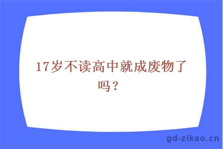 17岁不读高中就成废物了吗？