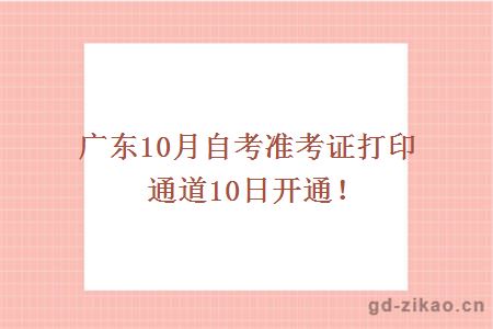 广东10月自考准考证打印通道10日开通！