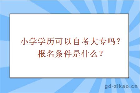 小学学历可以自考大专吗？报名条件是什么？