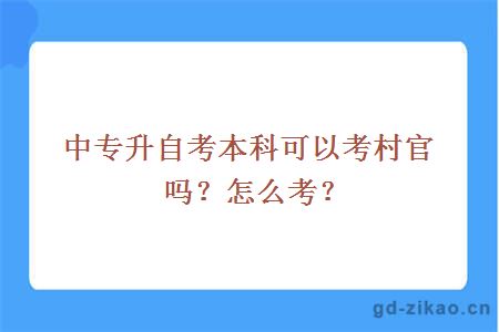 中专升自考本科可以考村官吗？怎么考？