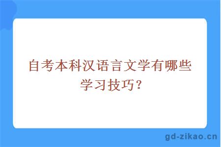 自考本科汉语言文学有哪些学习技巧？