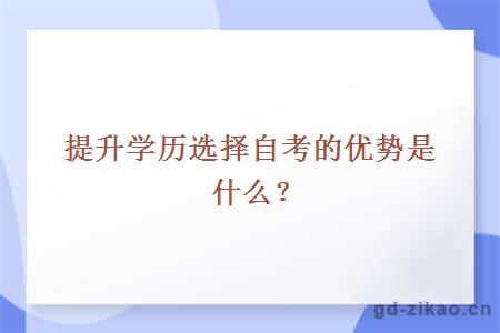 提升学历选择自考的优势是什么？