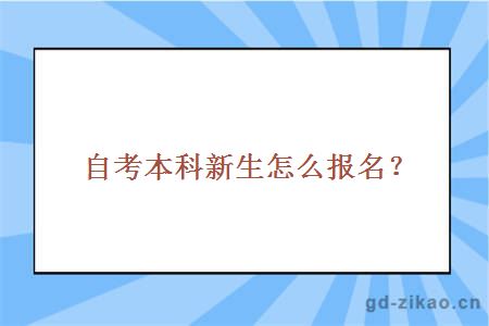 自考本科新生怎么报名？