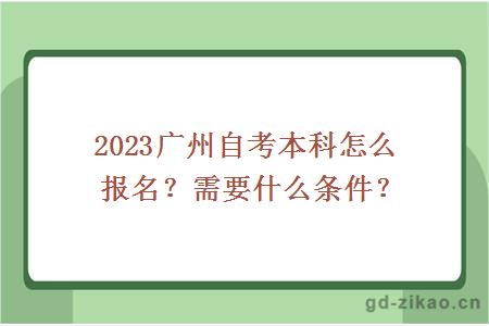 2023广州自考本科怎么报名？需要什么条件？