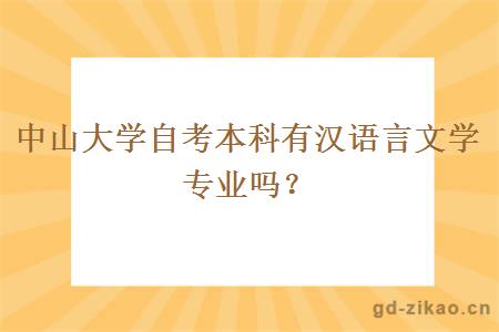 中山大学自考本科有汉语言文学专业吗？