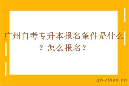 广州自考专升本报名条件是什么？怎么报名？
