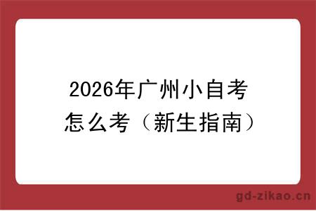 2026年广州小自考怎么考(新生指南)