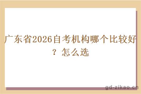 广东省2026自考机构哪个比较好？怎么选