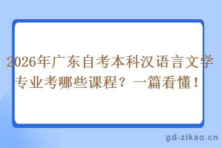2026年广东自考本科汉语言文学专业考哪些课程？一篇看懂！