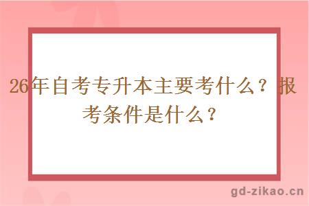 26年自考专升本主要考什么？报考条件是什么？