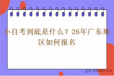 小自考到底是什么?26年广东地区如何报名 小自考到底是什么?26年广东地区如何报名